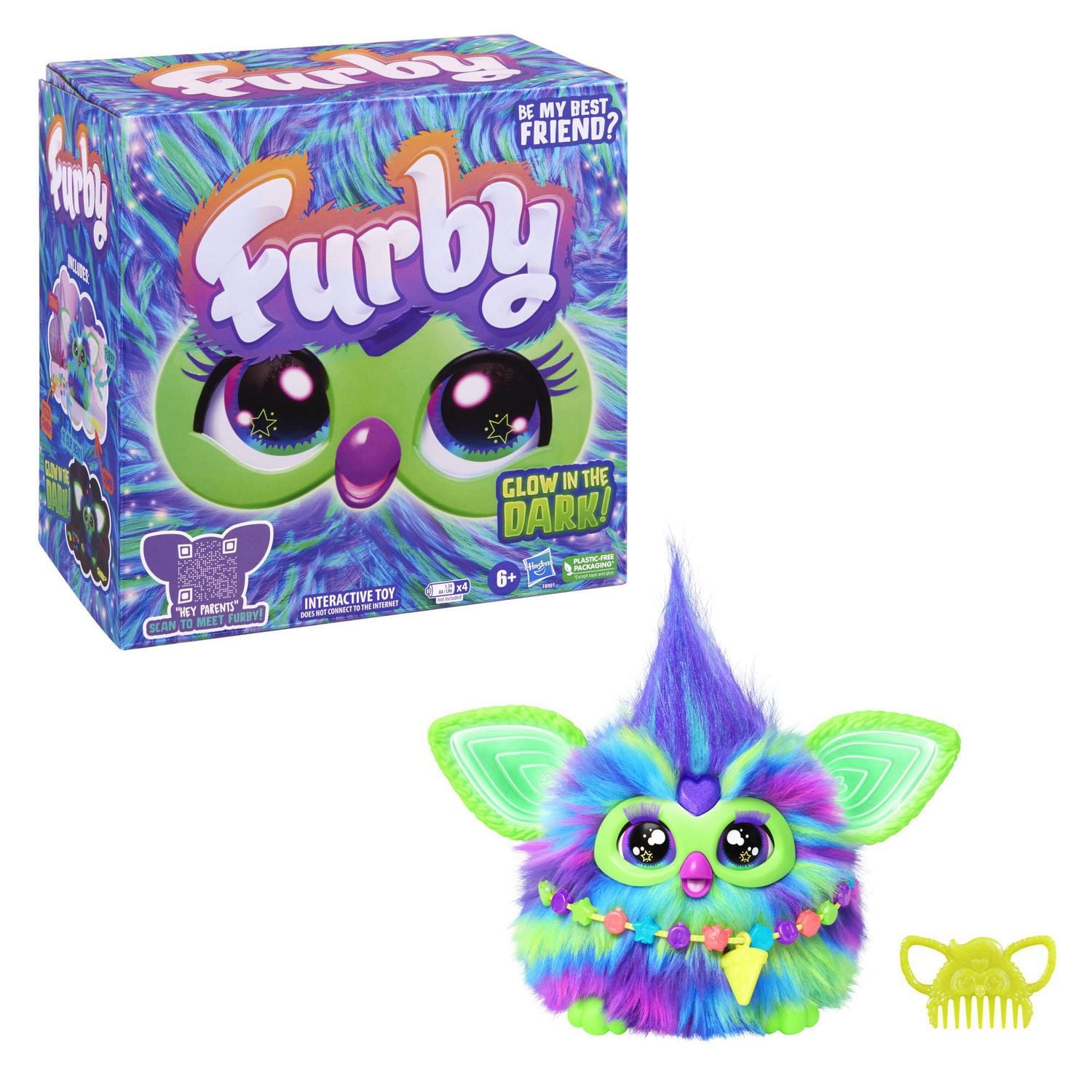 Furby Glow in the Dark Galaxy Edition Plush, Voice Activated, Interactive Toys, Ages 6+