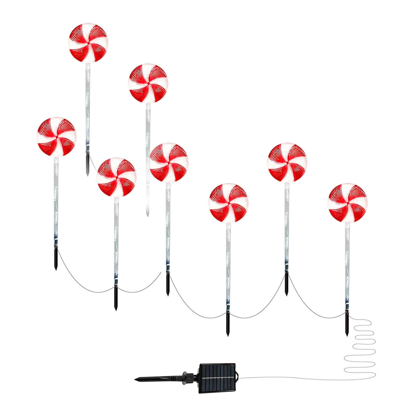8 Pack Christmas Lights Outdoor, 44 LED Lollipop Peppermint Lights