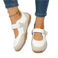 thumbnail image 5 of Women's Minimalist Casual Shoes, Mary Jane Sneakers Flats Dressy Shoes for Women, Ballet Sneakers Wide Toe Box With Non Slip Retro Tennis Lightweight Maryjane Sneakers, White 5.5, 5 of 5