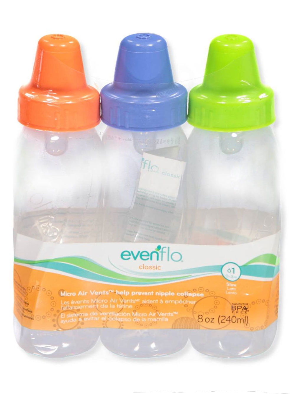 Assorted 1 ea Evenflo Classic Zoo Friends BPA Free Plastic Bottles 8 oz 