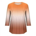 thumbnail image 5 of Womens Tops Plus Size 3/4 Length Sleeve Crewneck Loose Shirts Pleated Cute Clothes Dressy Casual Tunic Tops Orange L, 5 of 5