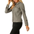 thumbnail image 5 of Unique Bargains Women's Faux Suede Long Sleeve Flap Pockets Moto Jacket XL Taupe, 5 of 7