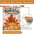thumbnail image 4 of Thanksgiving Flag, Happy Thanksgiving Flags 28 x 40 Double Sided, Turkey Gnomes with Pumpkins and Fall Maple Leaves Give Thanks Burlap Large House Flag Banners for Outdoor Lawn Garden Decorations, 4 of 6