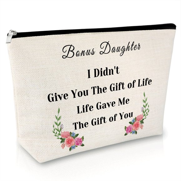 Sfodiary Bonus Daughter Gifts Makeup Bag Step Daughter Adoption Gifts from Stepmom Stepdad Wedding Present Cosmetic Bag Christmas Valentines Day Birthday Present Travel Pouch
