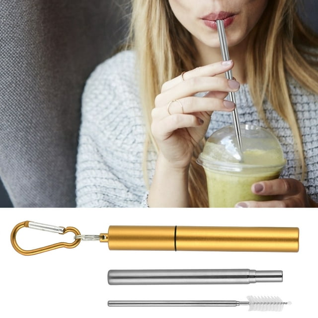 Retractable Straw,Retractable Stainless Steel Reusable Drinking Straw Stainless Steel Straw Unbeatable Value
