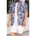 thumbnail image 2 of HAPPY BAY Men's Summer Camp Beach Button-Down Hawaiian Shirt XL Navy, Leaves Vacation Party, 2 of 5