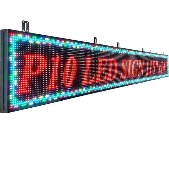 P10 Outdoor LED Digital Sign - 115''x14'' Full Color WiFi Programmable Display Board with High Brightness Scrolling Text, Images & Video for Business Advertising
