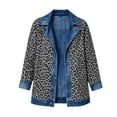thumbnail image 4 of Women's Leopard Jean Jacket Long Sleeve Button Down Denim Jacket Coat with Pockets Women's Fall 2026 Outfits(Grey,XL), 4 of 7