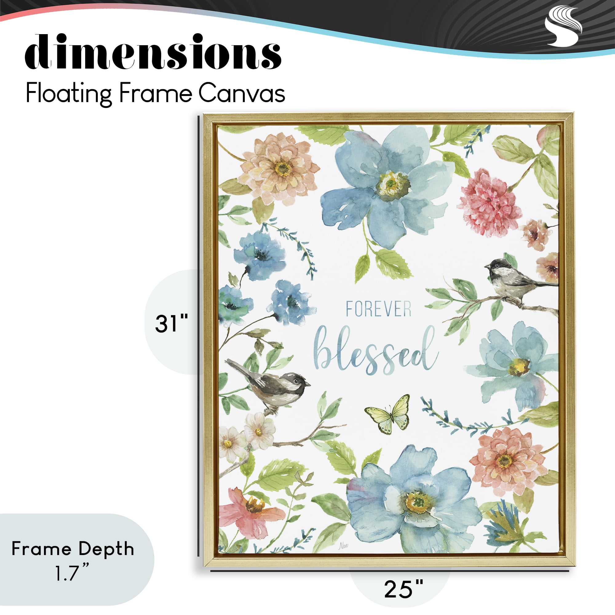 Stupell Industries Forever Blessed Pink & Blue Gold Framed Floater Canvas Wall Art, design by Nan