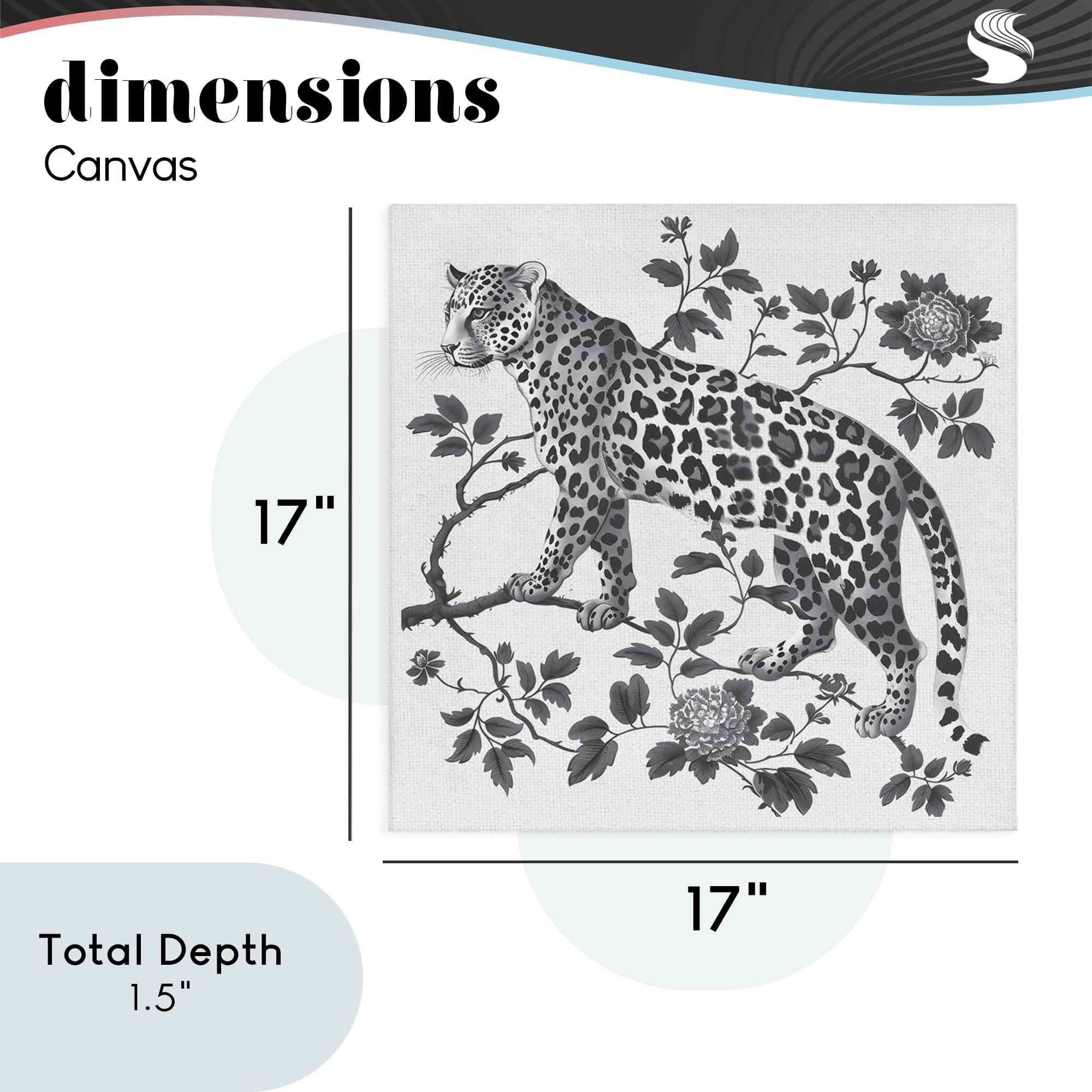 Monochrome Detail Leopard Canvas Wall Art, design by Lettered and Lined
