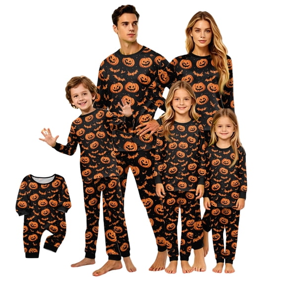 2026 Matching Family Halloween Pajamas Set, Fall Sleepwear, Ghost & Pumpkin Printed Holiday Sleepwear, Soft Loungewear PJs Outfit