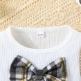 thumbnail image 6 of CPNG Toddler Girl's 2 Piece Outfit Bow Front Short Sleeve Tee and Plaid Pleated Skirt Set Summer Sweet Stylish Set(Black,4-5 Years), 6 of 9