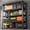 Black 778, variant on Arched 4-Tier Storage Cabinet with Carved Edges, MDF Bookcase with Black Metal Frame & Hand-Painted Finish, Freestanding Display Shelf for Living Room, Study, Office (27.75L x 11.8W x 45.7H in)