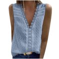 thumbnail image 2 of IROINNID Women Casual Jacquard Chiffon Tops Sleeveless Sleeveless V-Neck Solid Loose Tops On Sale, 2 of 2