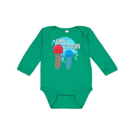 

Inktastic Little Cousin cute jellyfish Gift Baby Boy or Baby Girl Long Sleeve Bodysuit