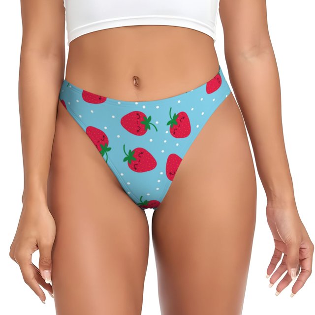 Fotbe Strawberries Tanga Sin Costuras para Mujer con Estampado – Panties Invisibles, Transpirables y Cómodos para Uso Diario-Large