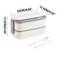 thumbnail image 4 of Stainless Steel Lunch Box, Portable Sealed Double-Layer Bento Container, Microwaveable for Office, Red, 8.66"x4.52"x4.52", with Chopsticks and Spoon, 4 of 7
