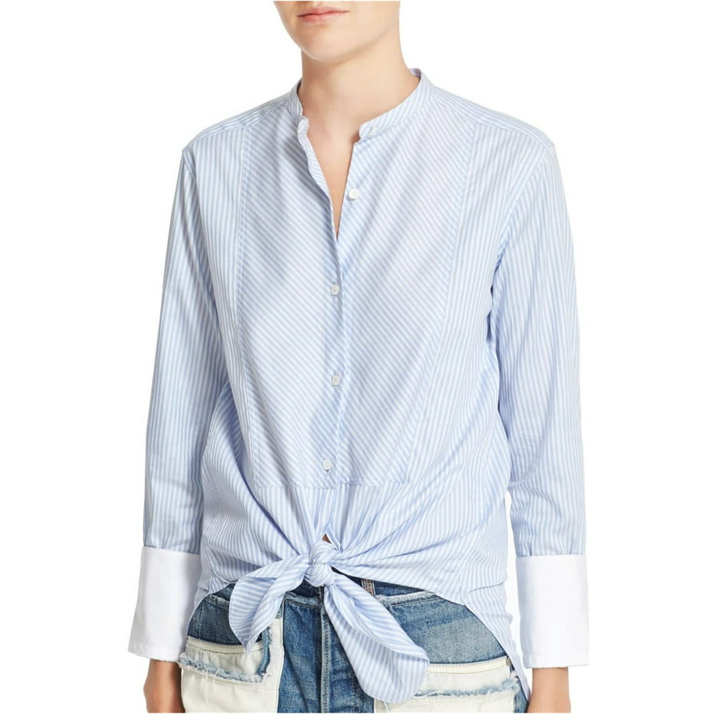 Helmut Lang - Helmut Lang Womens Striped Collarless Button Up Shirt ...
