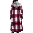 thumbnail image 3 of Trikvn Women's Long Plaid Coat Zip Up Hooded Jacket Longline Flannel Duster Outerwear Fall Trench Coat with Chest Pockets Casual Trendy Winter Overcoat, 3 of 6