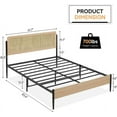 thumbnail image 2 of Homhougo—Queen Size Bed Frame with Rattan Headboard, Strong Metal Slats Support, Mattress Foundation, Noise-Free, 2 of 7