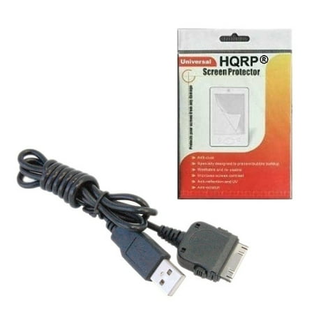 Sansa C100 Series - HQRP USB Cable / Cord compatible with Sandisk Sansa E Rhapsody Series: e250R, e260R, e270R, e280R MP3 / MP4 + HQRP LCD Screen Protector