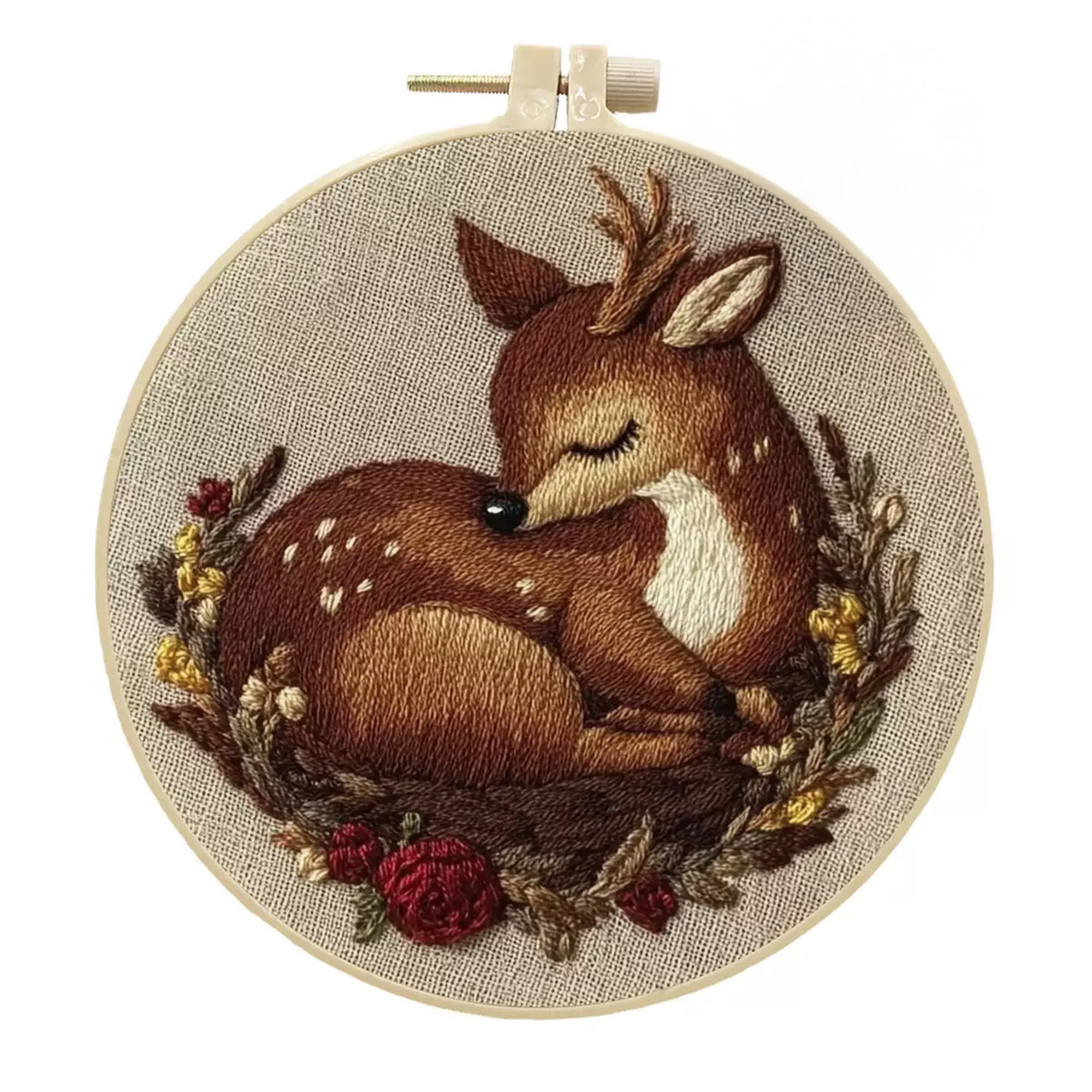 4 Pack Deer Embroidery Kits for Adults Beginners Cute Realistic Fawn Needlepoint DIY Hoop Art Craft Set