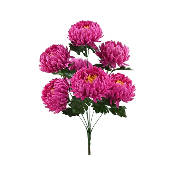Artificial Chrysanthemum Flowers 7-Head Dragon Claw Fake Flower Bouquet 22-Inch Tall Plastic Green for Window Sill Home Office Table Decor
