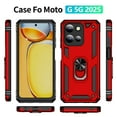 thumbnail image 7 of Case for Moto G Power 5G 2024, Military Grade Protection Shockproof Non-Slip Cover with Metal Rotatable Ring Stand, Magnetic Car Mount Holder Fashion Case for Moto G Power 5G 2024, Red, 7 of 7