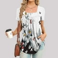 thumbnail image 2 of Pompotops Femmes Mode Imprimé Casual V-Cou Manches Courtes T-Shirt Chemisier Tops, 2 of 6