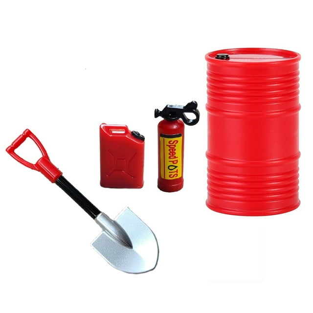 Mini Pala, Tanque de Combustible, Tambor de Aceite, Extintor de Incendios, DecoracióN para Axial SCX24 C10 JLU 1/24 RC Car