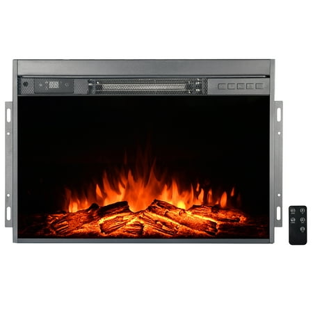 

Barton 1500W Electric Insert Fireplace Flame Adjustable Timer Firebox Logs with Remote Control Black