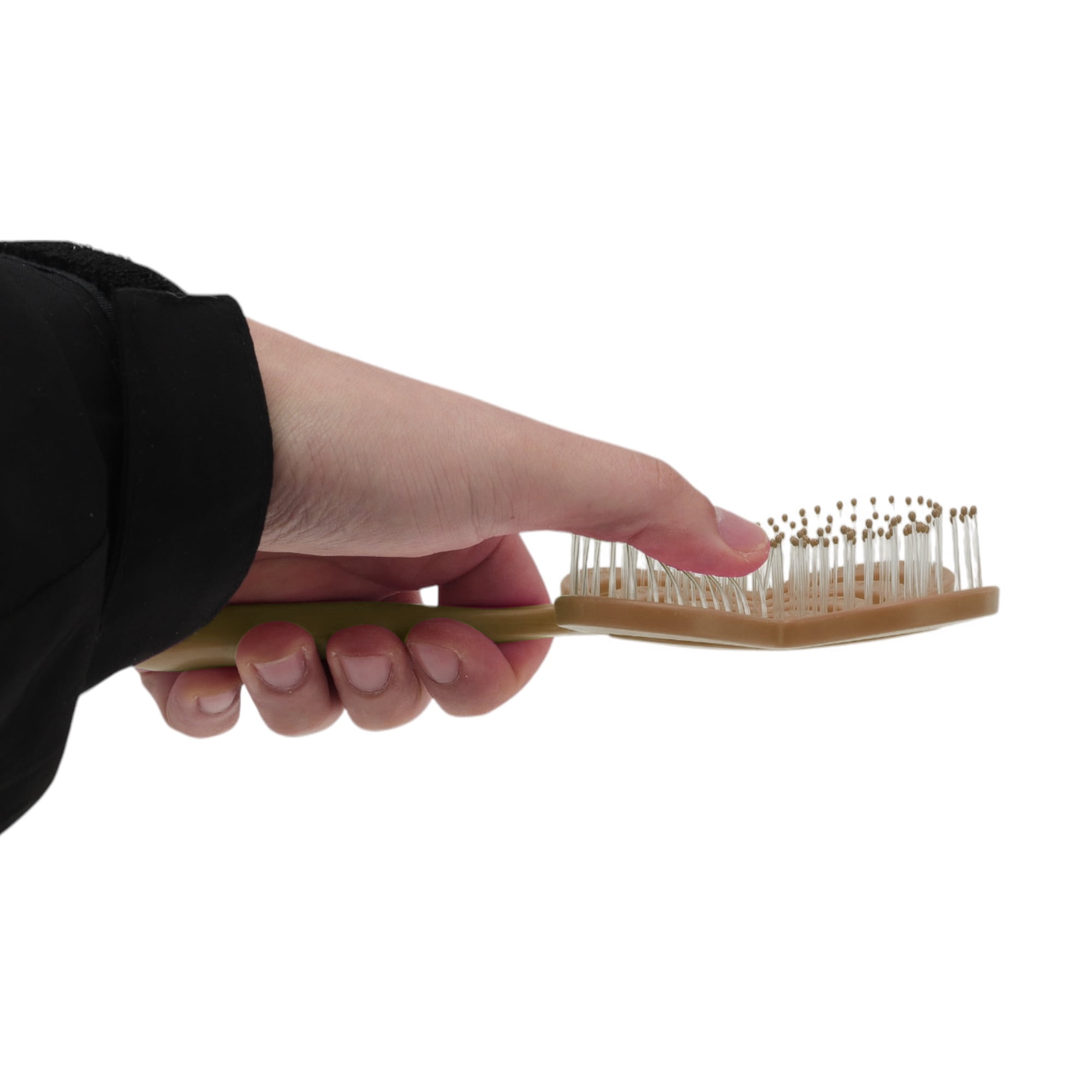 Unique Bargains 1 Pc Solid Four-leaf Clovers Hollow Comb Hair Brush Brown