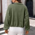 thumbnail image 3 of Pounoo Jackets for Women Stand Collar Long Sleeve Drawstring Hem Jacquard Plain Womens Jacket Relaxed Fit Travel Wear Wrinkle Resistant Jean Jacket Women, 3 of 8