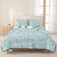 thumbnail image 3 of Quilts King Size Bedding Set, Spring Blue Sky Cobweb Lightweight Quilted Comforter, Abstract Minimalist Farmhouse Lines Reversible Bedspread Coverlet with Pillow Covers for All Season, 96" x 106", 3 of 9