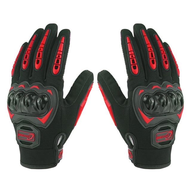 Riwcyla Motorcycle Gloves for Men Women Motorbike ,Slip Breathable Touchscreen Gloves with Knuckle Protection for Riding, Road Racing, Cycling, Black and Red L