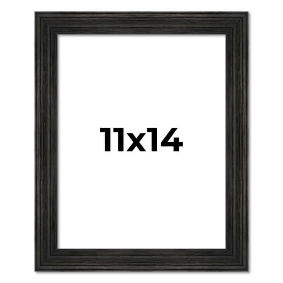 11x14 Distressed/Aged Black Wood Picture Frame - UV Acrylic, Foam Board Backing, & Hanging Hardware Included!