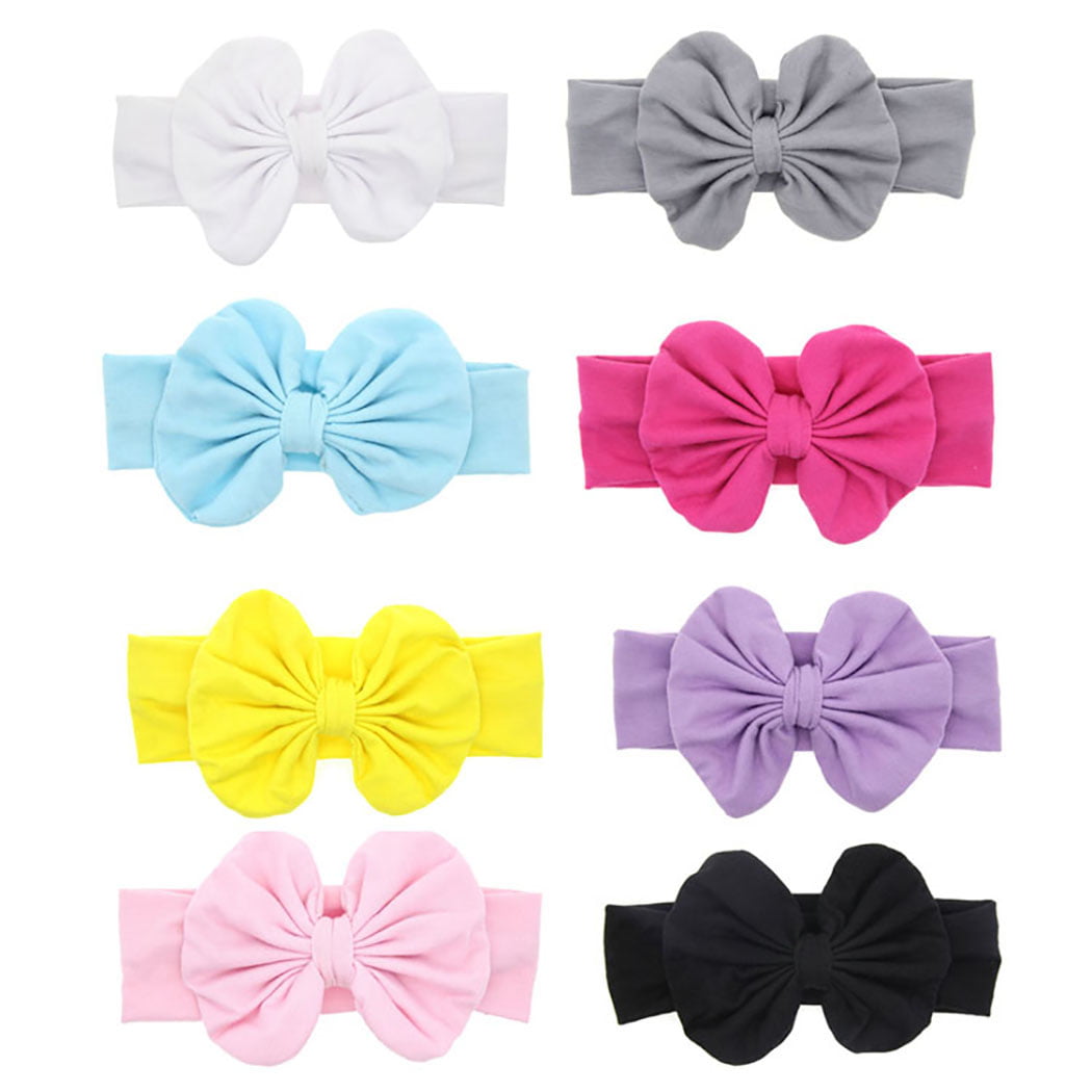 KM_ Cute Bowknot Bow Solid Color Baby Girl Toddler Kids Headband Hair Band Int 