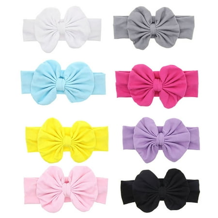 8PCS Baby Girls Hair Band Solid Color Cute Bowknot Baby Headband Infant Headwrap Hair Accessories for Baby Girl