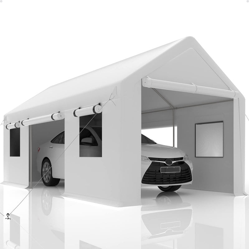 Sakiyrr Galvanized Steel Carport Canopy 10'x20', Height Adjustable Car