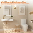 thumbnail image 3 of 30 in. Left Side White Ceramic Novelty Wall-Mount Sink Wall Hung Rectangular Bathroom Vessel Sink, Single Faucet Hole, 3 of 11