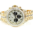 thumbnail image 3 of Men's Luxury Hip Hop Gold Plated Simulated Diamond Full Iced Band Bling Trendy Metal Watch, 3 of 4