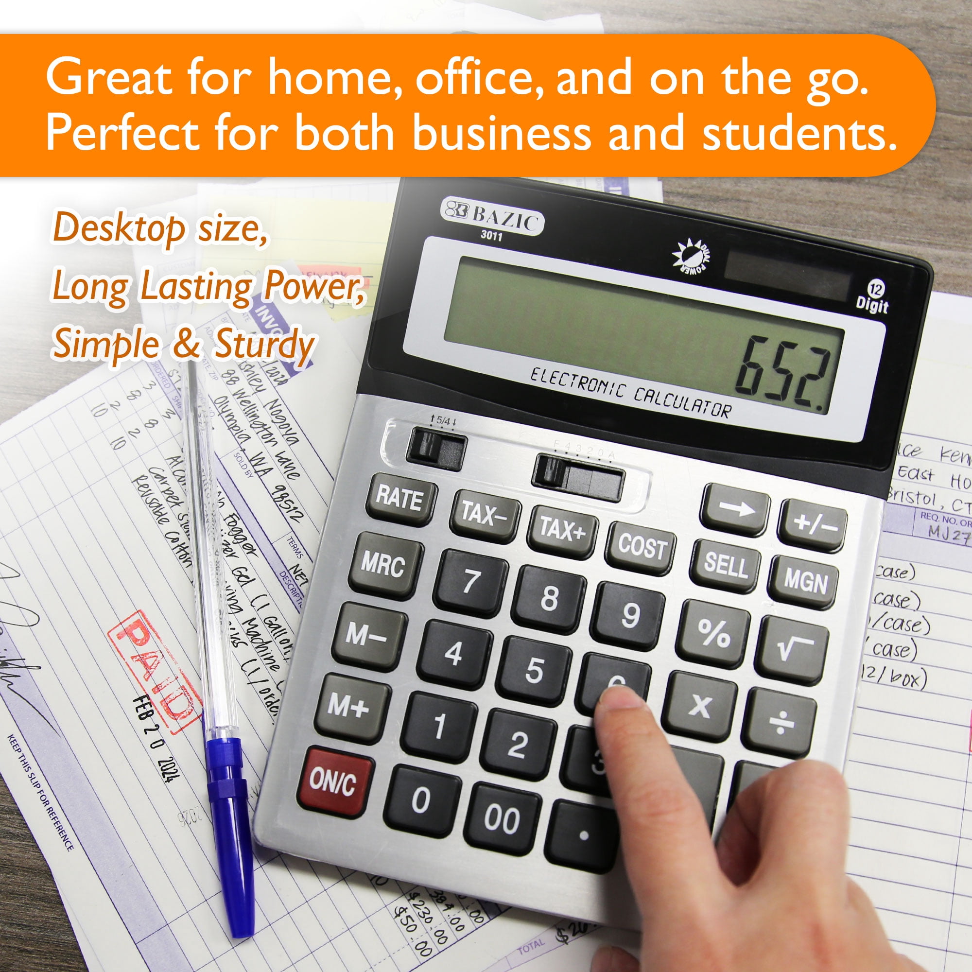 BAZIC Desktop Calculator 12-Digit Profit Calculation & Tax Functions, 1-Pack
