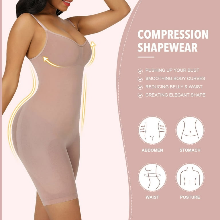 Full Body Shapewear for Women Tummy Control Body Shaper Mid Thigh Slimmer  Butt Lifter Bodysuit Tops (Color : Pink, Size : Medium)