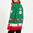 thumbnail image 3 of FRSASU Women's Christmas Sweaters Snowflake Reindeer Long Sleeve Crewneck Oversized Sweater Xmas Knitted Pullover Tops Red-F, 3 of 7
