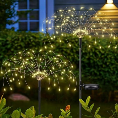 

Outdoor Solar Garden Lights - 120 LED Firework Lights for Waterproof Wedding Decor (2 Pack Warm White)