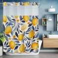 thumbnail image 6 of Lemon No Hooks Shower Curtain with Snap-in Liner Spring Watercolor Country Yellow Lemon Blue Leaf Linen Texture Shower Curtains for Bathroom, Waterproof, Easy Install, Washable 72"x96", 6 of 9