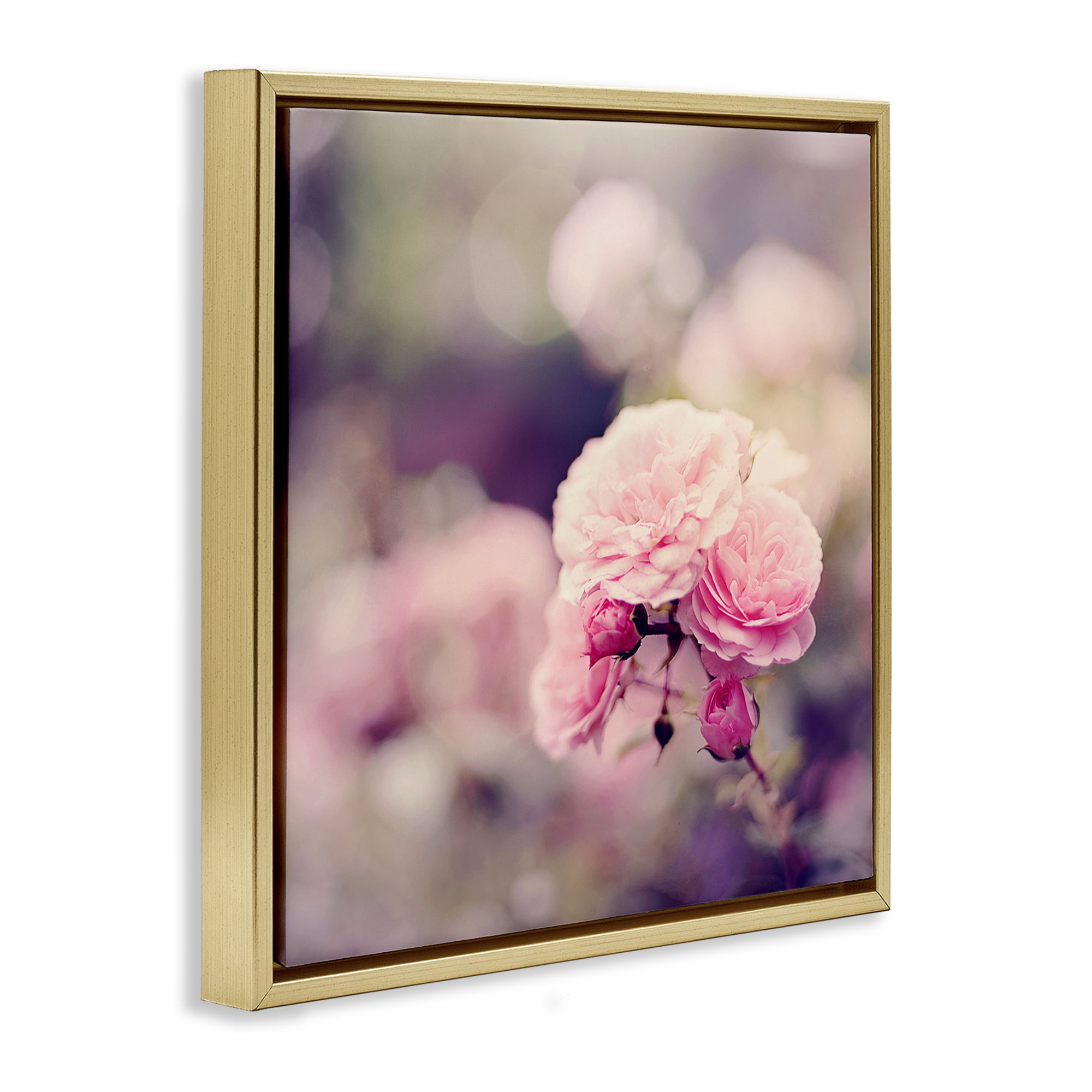 Stupell Industries Pink Garden Ranunculus Plants & Flowers Photography Gold Floater Framed Canvas Art Print Wall Art, 18 x 18