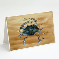 Blue Male Crab Sandy Beach Greeting Cards and Envelopes Pack of 8