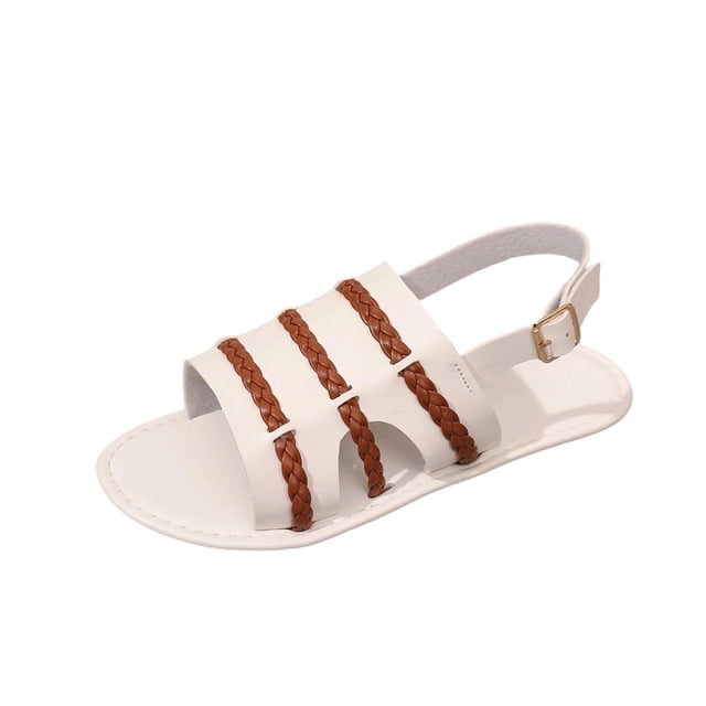 Chaussures Décontractées pour Femmes Sandales Plates à Bout Rond à la Mode pour le Printemps et l'Été, Légères avec Bride de Cheville Ajustable