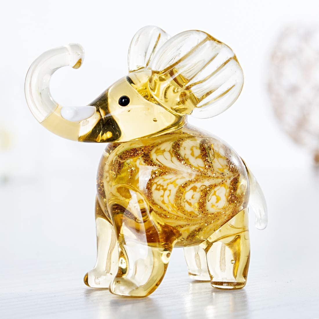 Hand Blown Art Glass Elephant Figurine Miniature Animals Collection 